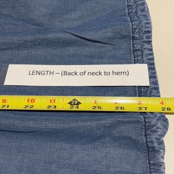 Chicos Long Sleeve Tunic Shirt Sz 2 = 12/14 Blue Tencel Denim Stapel Minimalist - Picture 9 of 10